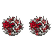 2X Die Kabellose Rot-Weiße Weihnachtskränze-Dekoration für Die Wandbehang-Weihnachtsgirlande An Der Haustür