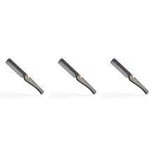 3 PeçA Preto Masculino Bolso DobráVel Pente PP Dentes DesembaraçAr Cabelo Barba Pente Cabo de Metal DobráVel Pente Bigode Facial