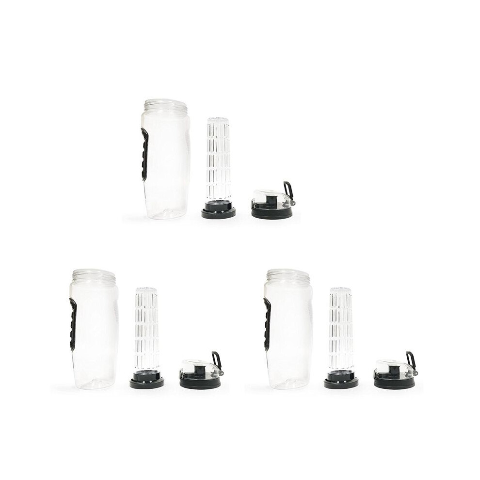 3X 1000Ml/32Oz Fruit Infusing Infuser Water Bottle Plastic Sports Detox Health Black Exogio