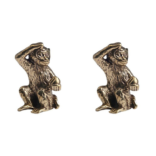 2X Bronze  Monkey Statue Monkey Statue Landscape Accessories, Tea Table, Desk Antique Small Bronze Ware