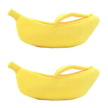 2X Cute Banana Cat Bed, Pet Bed Soft Cat Embrace Bed, Lovely Pet Bed for Cats, Rabbits & Small Dogs Yellow
