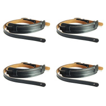 4X Durable Leather and Metal Buckle Electric Guitar Strap Belt Shoulder Pad Adjustable Vintage Guitar Straps-Black Color