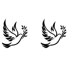 2X of Peace Olive Branch Metal Wall Art - Olive Branches Peace Black Outline White Metal Wall Decor