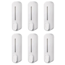 6X Zeepdispenser Muurbevestiging, 350 Ml Hand Vloeibare Shampoo Douchegel Dispenser voor Badkamer Keuken Kantoor Wit