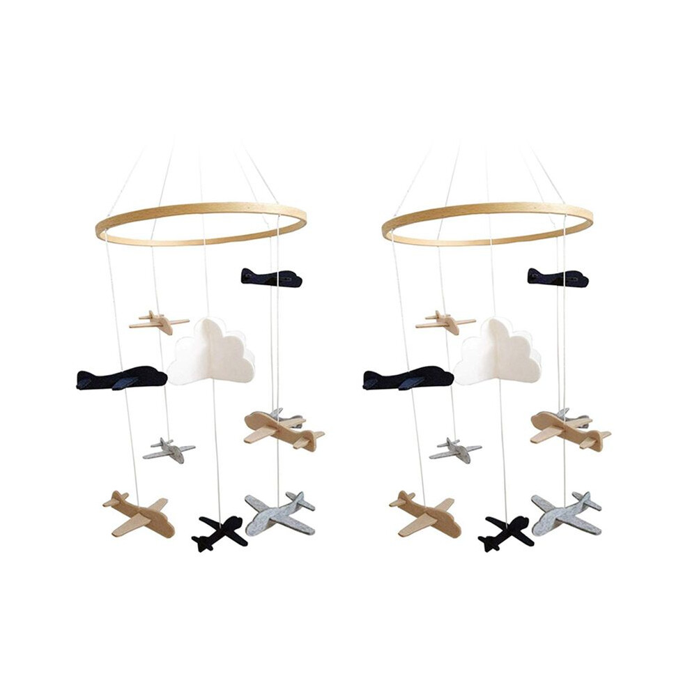 10X Crib Mobile Airplanes & Cloud Nursery Decoration And Navy Tan Baby Crib Mobile For Boys Grey/White Exogio