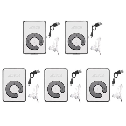 5X  Musik MP3 Player mit USB Kabel mit Kopfhoerer Schwarz