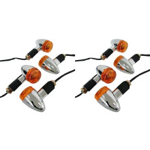 Motorcycle Turn Signals Chrome Bullet Front Rear Lights for Bobber Chopper(8Pcs)
