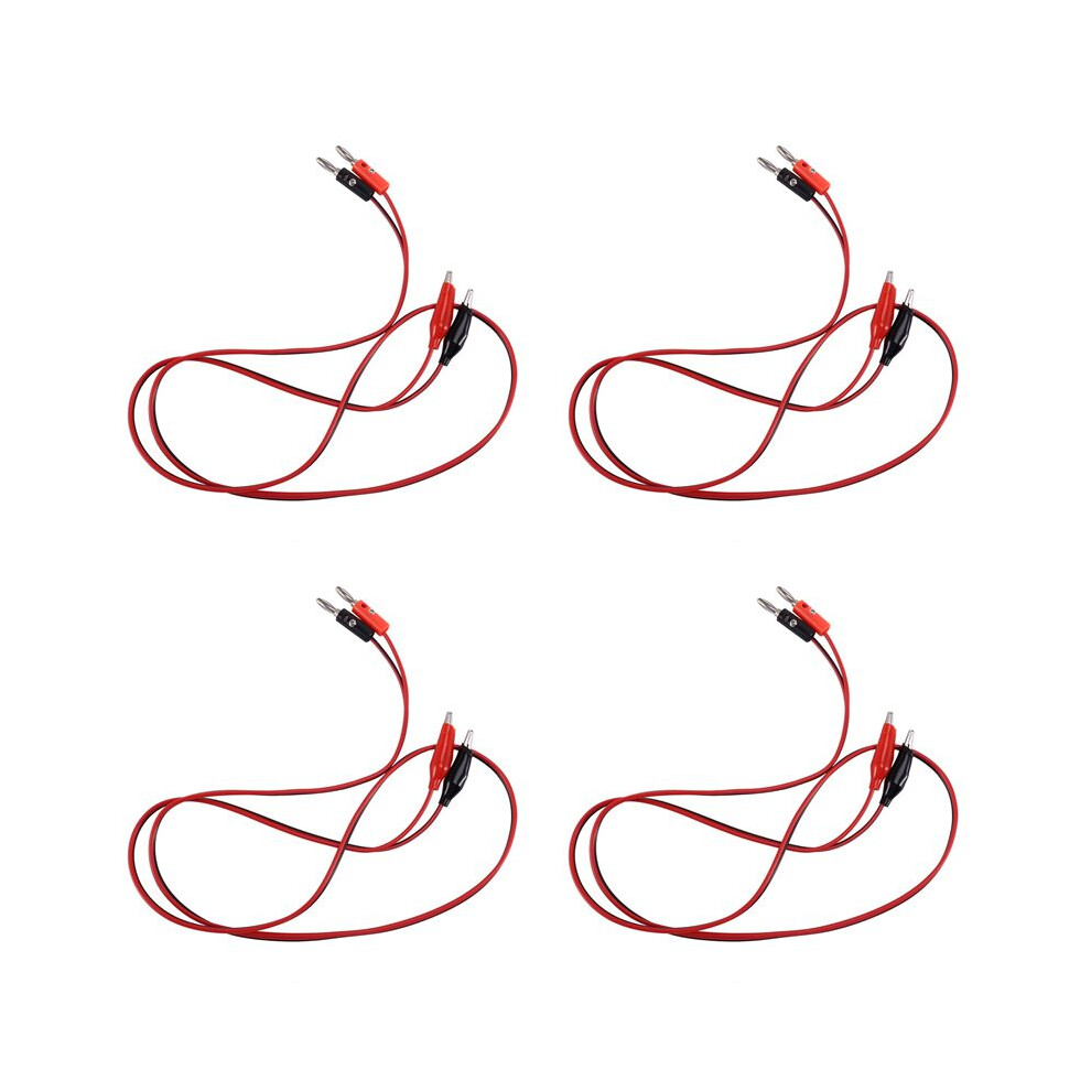 8 Pcs Red Black Banana Plugs To Alligator Clips Probe Test Cable 1M 6033693491699