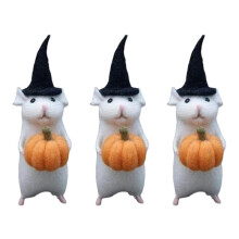 3X Halloween Mouse with A Pumpkin Felted Animals, Needle Felted Christmas Mouse, Wool Handmade Halloween D