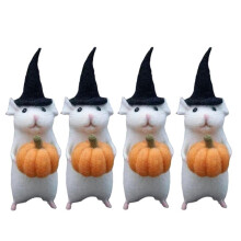 4X Halloween Mouse with A Pumpkin Felted Animals, Needle Felted Christmas Mouse, Wool D
