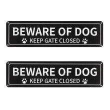 2 Paquet de Panneau MéFiez-Vous des Chiens, Panneau MéTallique en Aluminium .040 Antirouille de 12 X 3 Pouces, RéFléChissant, RéSistant à la