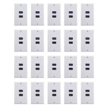 20x 2-Poorts +USB 3.0 Vrouwelijk Wandpaneel Paneel Stopcontactverlenger Wit