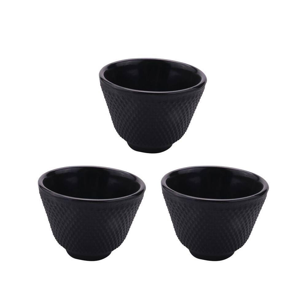 Typecat 3X Cast Iron Tea Cups Drinkware Chinese Handmade Kung Fu Coffee Tools Health Care Polka Dot Iron Cup Iron Pot