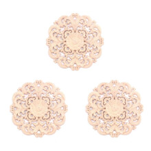 3X Rubber Wood Carved Long Applique Unpainted Flower Walls Cabinets Door Decor Wood Color