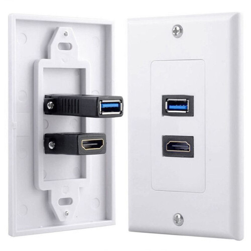 20x 2Port +USB 3.0 Female Wall Face Plate Panel Outlet Socket Extender White 1