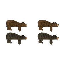 4X Wooden Bear Door Topper Decor Cute Bear Door Corner Sculpture in Your Corner, Wooden Art Statue Decor