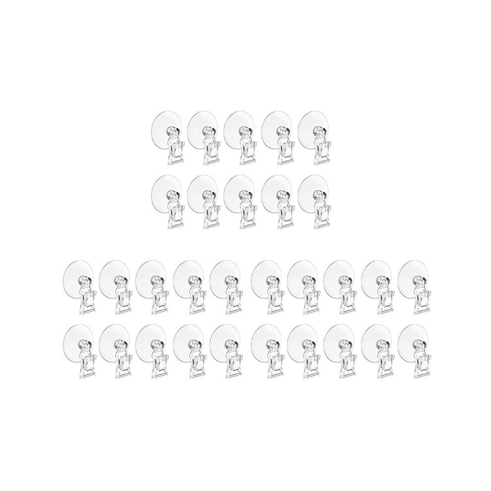 30Pcs Suction Cup Clips Transparent Sucker Clamp Bathroom Window Glass Suction Cup With Clip For Advertising Display 4713492502025