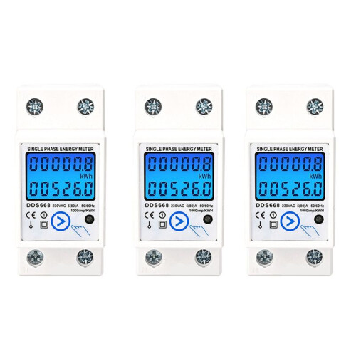 3X Din Rail Digital Single Phase Reset Zero  Meter KWh AC220V Electric Meter LCD Digital  Electric Meter