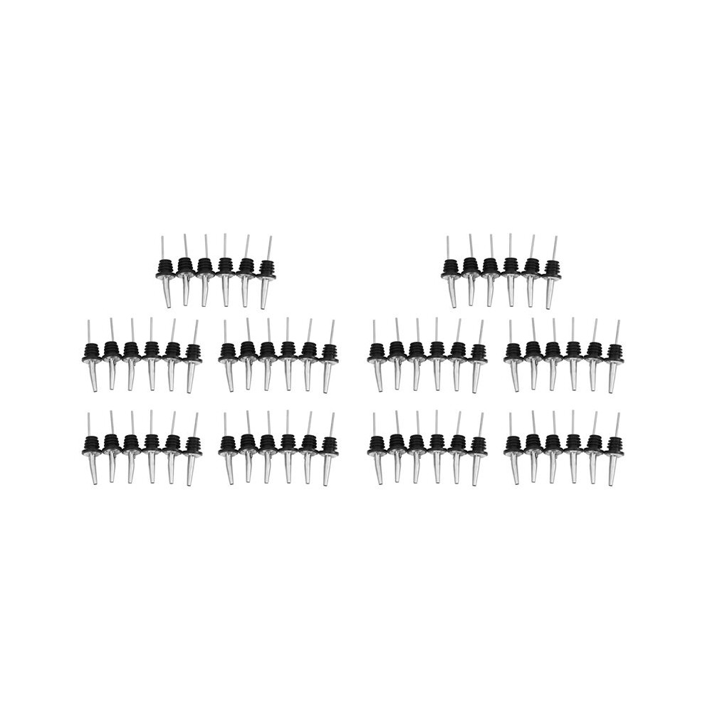 60Pcs Stainless Steel Spirit Wine Bottle Pourer Stopper Free Flow Liquor Cocktail Silver Exogio