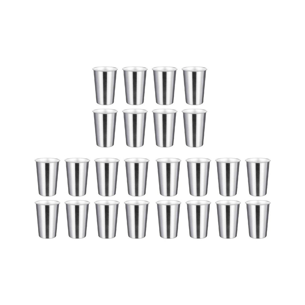 Premium Stainless Steel Cups 16 Oz Pint Cup Tumbler (24 Pack) - Stackable Durable Cup Typecat