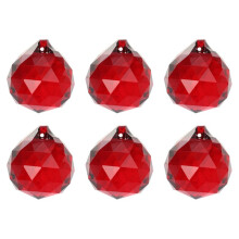 6pz 30 Millimetri Palla di Cristallo Prismi Rosso