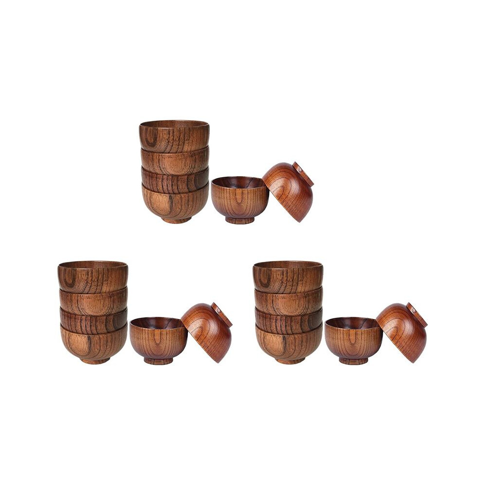 18Pcs Wood Bowls Serving Tableware For Rice, Soup, Dip, Coffee, Tea, Decoration Wooden Salad Bowl Kitchen Cutlery Set Exogio