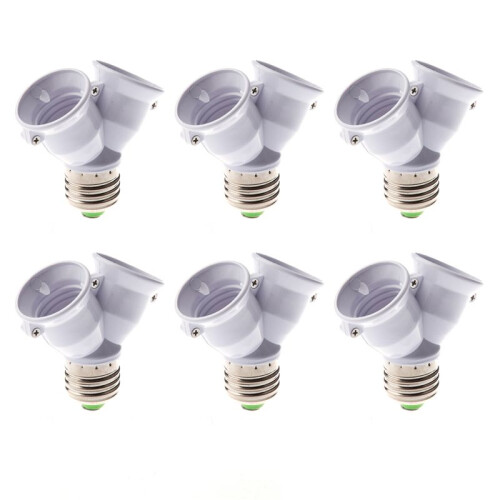 6X E27 1 zu 2 E27 LED Licht Lampe Birne Adapter Konverter Split Splitter Basis Buchse