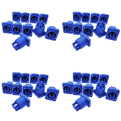 40PCS Powercon Connector 3 Pins 20A 250V Power Speaker Panel Socket Female for LED Screen Stage Lighting,