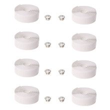 8X Road Bike Bicycle Cork Handlebar Bar Grip Wrap Tape + 8 Bar Plugs-White