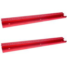 2X T-Track 45 Glijgoot met mm/Inch Schaal Gelegeerd Rood T-Tracks Gleuf Verstekrail 40cm Houtbewerking Zaagtafel Werkbank Doe-Het-Zelf Gereedschap