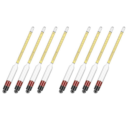 8Pcs Hydrometer Alcohol, Alcohol Meter for Distilling Alcohol 0-200 Proof & 0-100 Tralle, Specific Gravity Hydrometer