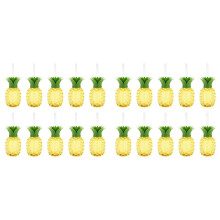 20X Plastic Pineapple Cup, Cup with Straw, Luau Birthday Party Decoration, Summer Beach Drinking Cup