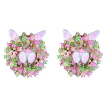 2X Easter Wreaths for Front Door, Rabbit Wreaths with Bunny Ears, Spring Easter Wreaths Rabbit Garland Easter Decor