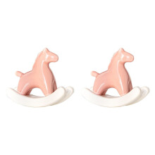 2X Ceramic Rocking Horse Statue for Home, Modern Art Sculpture Aesthetic Figurine Desktop Ornament,B