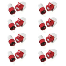 8X 16 Amp 5 Pin Plug & Socket IP44 3 Phase 380-415v 3P + N + Earth 16A