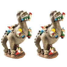 2X Dinosaur Gnomes Garden Statues Outdoor Decor Birthday Gifts for Mom Gifts , Patio Dinosaur Eating Gnomes Sculptures