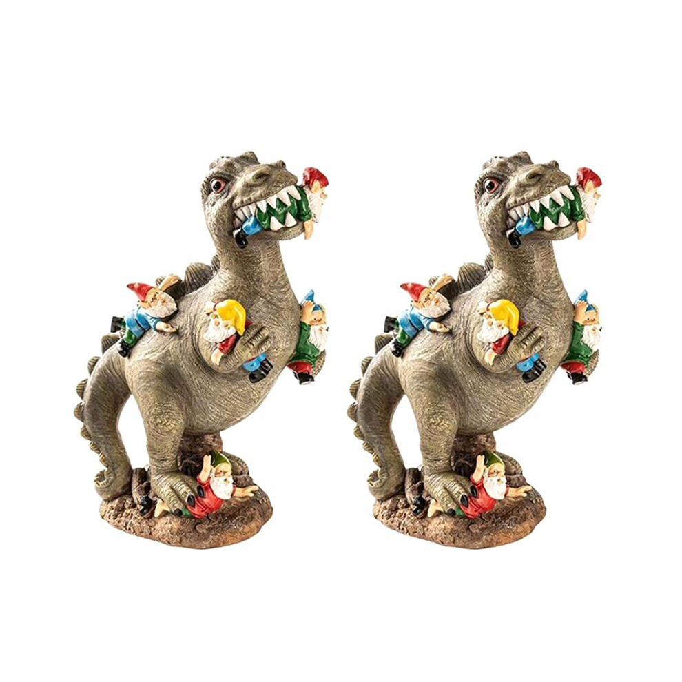 2X Dinosaur Gnomes Garden Statues Outdoor Decor Birthday Gifts For Mom Gifts Patio Dinosaur Eating Gnomes Sculptures Exogio
