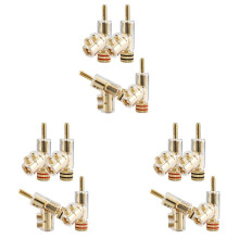 12 Pcs Banana Plugs Conectores Banana em Ângulo de 45 Graus Conectores de Bloqueio de Parafuso para Receptor AV, Amplificador, Alto-Falante Gold