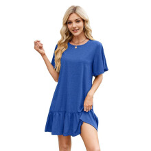 Round Neck Short Sleeve Dress Dark M
