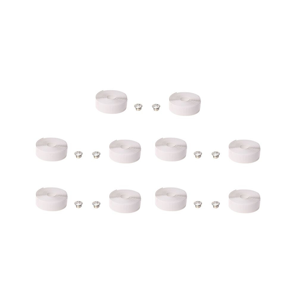 10X Road Bike Bicycle Cork Handlebar Bar Grip Wrap Tape + 10 Bar Plugs- White Exogio