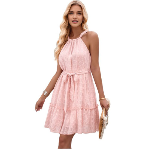 Sleeveless Backless Ruffle Dress  L