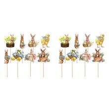16Pcs Cute Chick Rabbit Egg Style Cupcake Topper Easter Festival Birthday Party Baby Shower Decorations