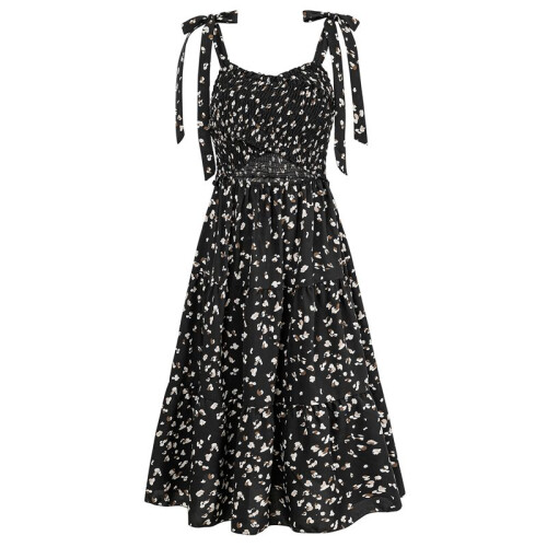 Casual V-Neck Sundress Black S 2
