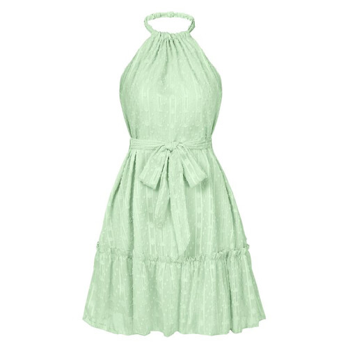 Sleeveless Backless Ruffle Dress Green XL 1