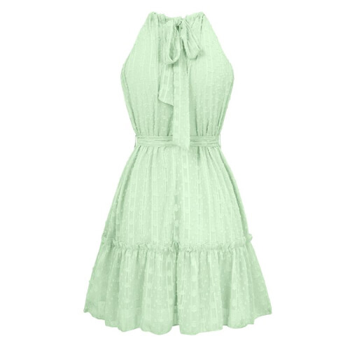 Sleeveless Backless Ruffle Dress Green XL 2