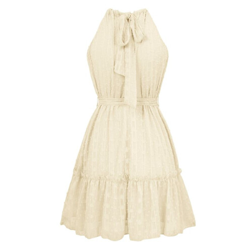 Sleeveless Backless Ruffle Dress Apricot S