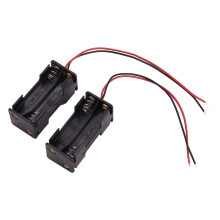 2 Stuks Zwarte 2-Lagen 4 X 1,5 V AAA-Batterijhouder Behuizing Doos met Draadgeleiders
