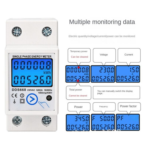 Din Rail Digital Single Phase Reset Zero  Meter KWh AC220V Electric Meter LCD Digital  Electric Meter 1
