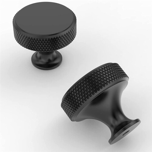 10 Pack Matte Black Knurled Cabinet Knobs Round Kitchen Cabinet Pulls for Drawer Dresser, Cupboard and Wardrobe 1