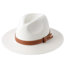 Nieuwe Natuurlijke Panama Zacht Gevormde Strohoed Zomer Dames/Heren Brede Rand Strandzonnepet UV-Bescherming Fedora Hoed Melkachtig Wit